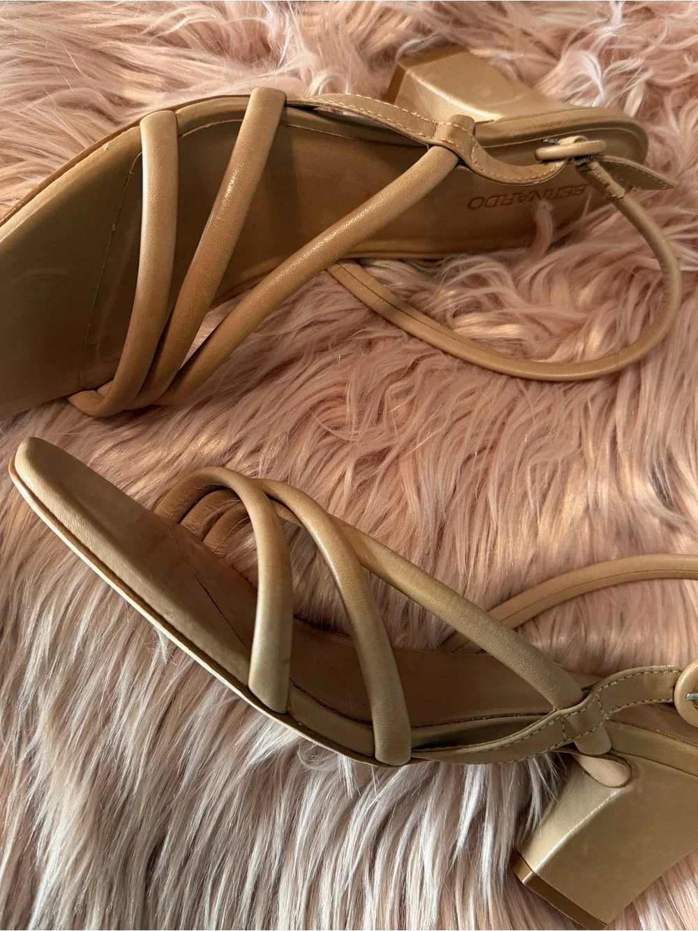 Bernardo Strappy Leather Slingback Sandals in Sand Glove Leather Size 11